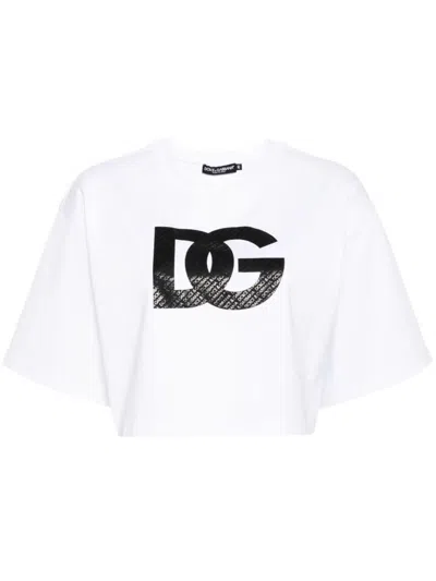 Dolce & Gabbana T-shirt Crop Con Stampa In White