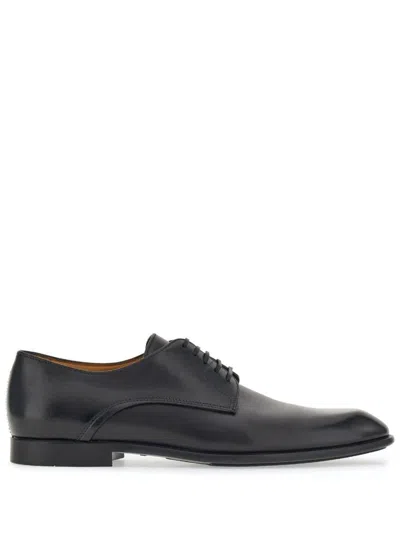 Ferragamo Lace-up Leather Derby Shoes In Black