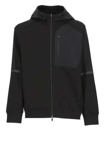 Herno Panelled-design Zip-up Hoodie In Black