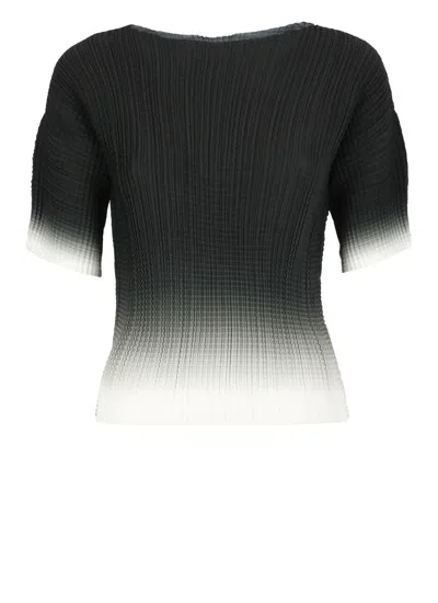 Herno Gradient Plissé T-shirt In Black