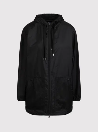 Moncler Mesh-panels Hooded Jacket In Black