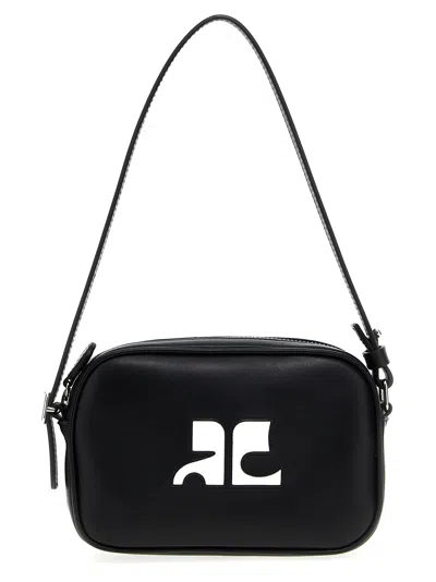 Courrèges Slim Leather Camera Bag Shoulder Bag In Black