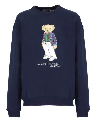 Ralph Lauren Polo Bear Fleece Sweatshirt In Blue