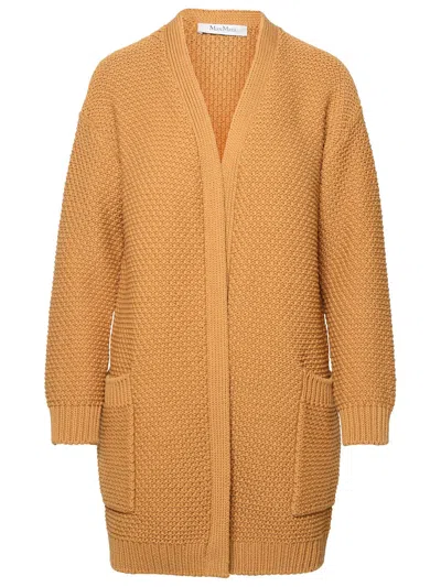 Max Mara Caramel Cotton Cardigan In Brown