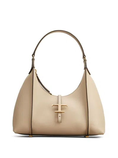 Tod's Timeless T Shoulder  Bags In Nude & Neutrals