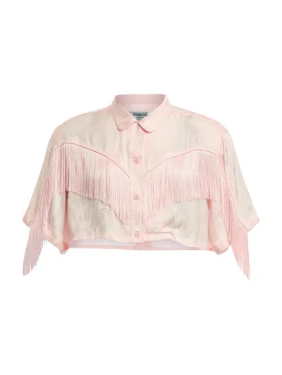 Fiorucci Women's Banimalier Jacquard Fringed Shirt In Pink