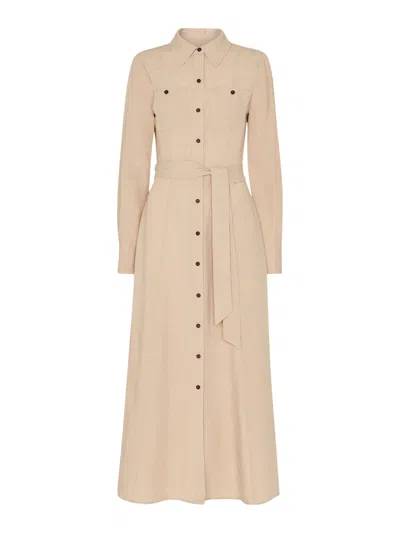 Whistles Womens Cream Estella Belted-waist Regular-fit Linen-blend Midi Dress