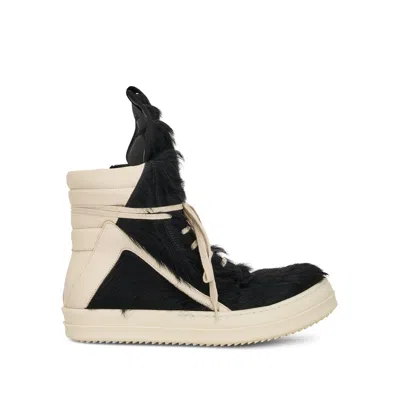 Rick Owens Geobasket Fur Sneaker In Black