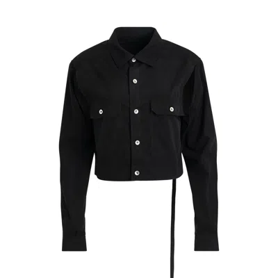 Rick Owens Drkshdw Cape Sleeve Cropped Outershirt In Blue