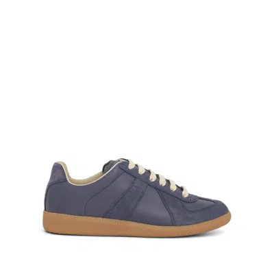 Maison Margiela Replica Leather Trainers In Blue