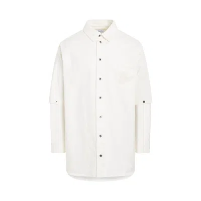 Off-white 90's Logo Adjustable Sleeve Denim Overshirt In White