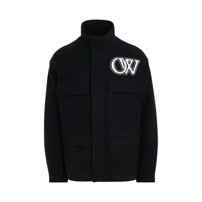 Off-white Wool Varsity Field Jacket In Black