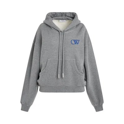 Off-white Embroidered Ow Oversized Hoodie In Gray