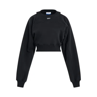Off-white Off Stamp Round Crop Sweatshirt In Black