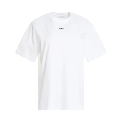 Off-white Diagonal Embroidered Casual T-shirt In White