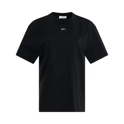 Off-white Diagonal Embroidered Casual T-shirt In Black