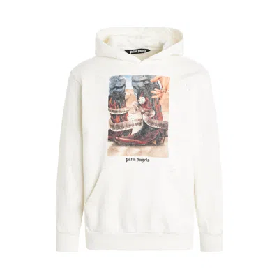 Palm Angels Graphic Printed Hoodie In White