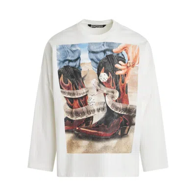 Palm Angels Dice Game Long Sleeve Loose T-shirt In White