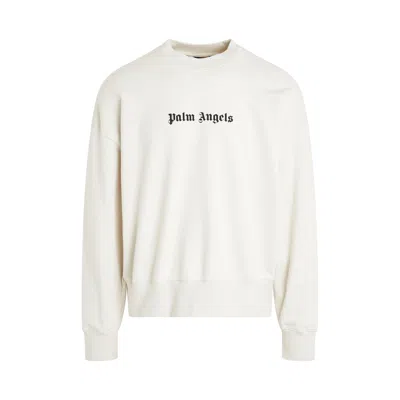Palm Angels Logo Crewneck Sweater In White