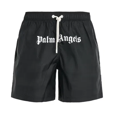Palm Angels Logo-print Swim Shorts In Black