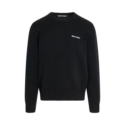 Palm Angels Logo Embroidered Knit Jumper In Black