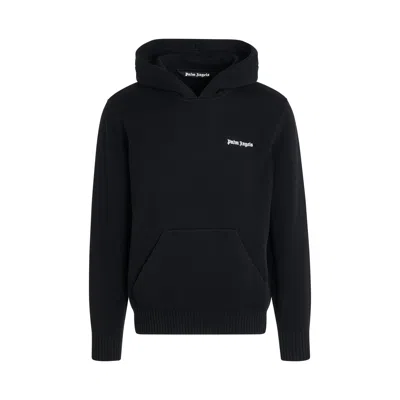 Palm Angels Classic Logo Knit Hoodie In Black