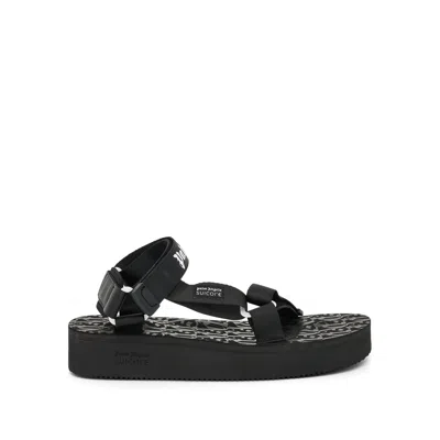 Palm Angels X Suicoke Depa Logo-printed Strap Sandals In Black  