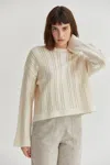 Crescent Rina Pointelle Sweater In Cream