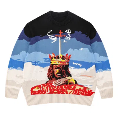 Veryrare Most Kings Get Their Head(s) Cut Off Sweater In Blue