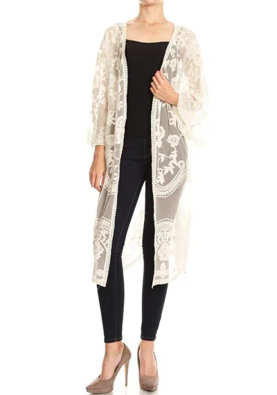 Anna-kaci Embroidered Floral Butterfly Kimono Cover Up Cardigan In Black