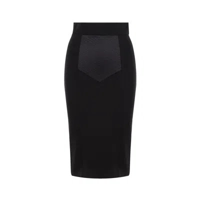 Dolce & Gabbana Midi Skirt In Powernet And Satin In Black
