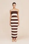 Posse Theo Strapless Dress Chocolate Stripe