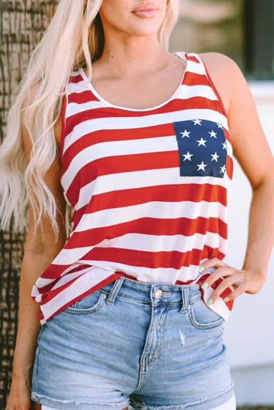 Threaded Pear Anne Stars & Stripes Tank Top In Red