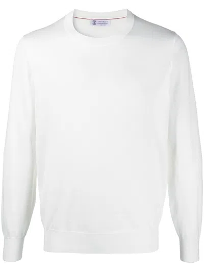 Brunello Cucinelli Sweatshirt With Ribbed Edge In White