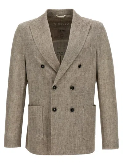 Circolo 1901 Scottish Thread Double-breasted Blazer In Beige