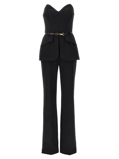Elisabetta Franchi Strapless Straight-leg Jumpsuit In Black