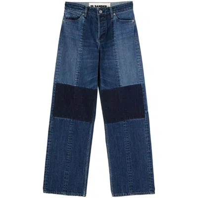 Jil Sander Straight-leg Cotton Trousers In Blue