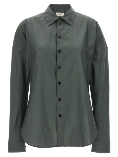 Lemaire Fitted Band Collar Shirt In Bk991 Asphalt
