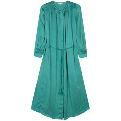 Louise Misha Metallic-threading Shirt Dress In Green