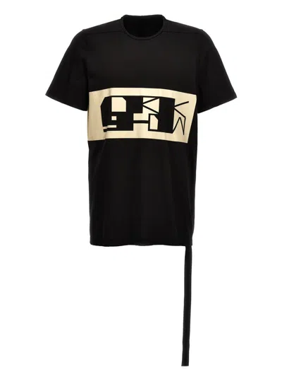 Rick Owens Drkshdw Level T Printed Cotton T-shirt In Black,pearl