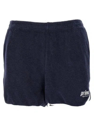 Sporty And Rich Sporty & Rich Women's Navy White X Prince Brand-patch Terry-towelling Cotton-jersey Shorts In Blue