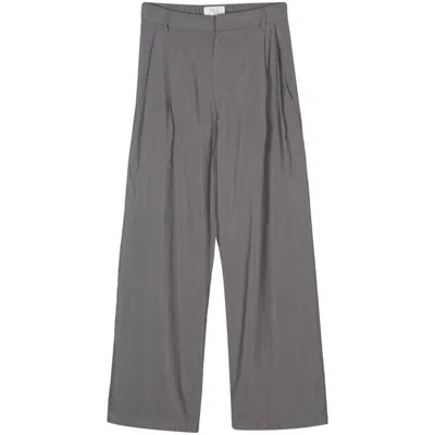 Tela Crinkled Straight-leg Trousers In Grey