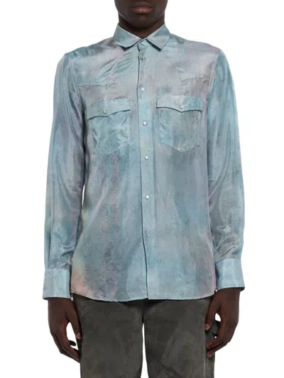 Winnie New York Men's Matthew Abstract Long-sleeve Shirt In Light Blue Strokes Print