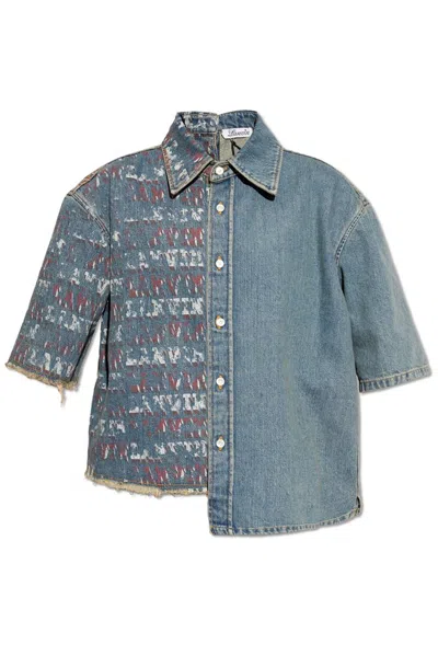 Lanvin Patchwork Denim Shirt In Light Blue