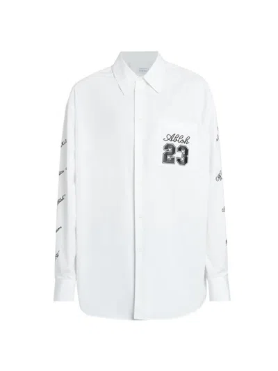 Off-white Logo-embroidered Cotton Shirt In White