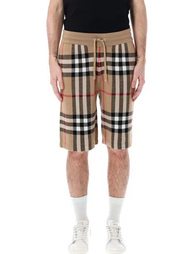 Burberry Check Shorts In Archive Beige