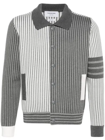 Thom Browne Fun-mix Striped Cardigan In Grau