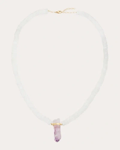Jia Jia Women's Rainbow Moonstone & Vera Cruz Amethyst Beaded Pendant Necklace In White/purple