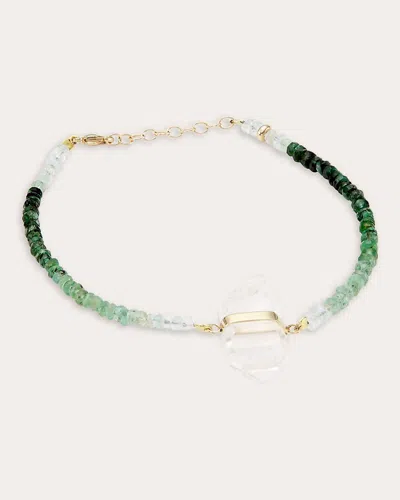 Jia Jia Women's Emerald & Crystal Quartz Beaded Charm Bracelet In Green