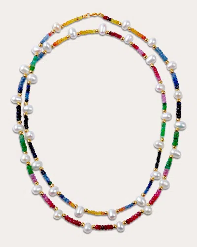 Jia Jia Women's Dark Rainbow Sapphire & Pearl Beaded Double-strand Necklace